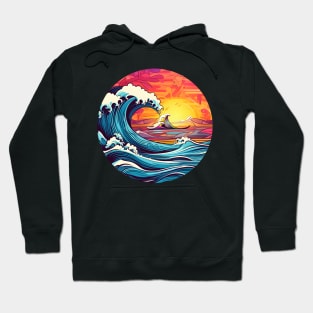 Vibrant Sunset Surf with Majestic Ocean Waves Hoodie